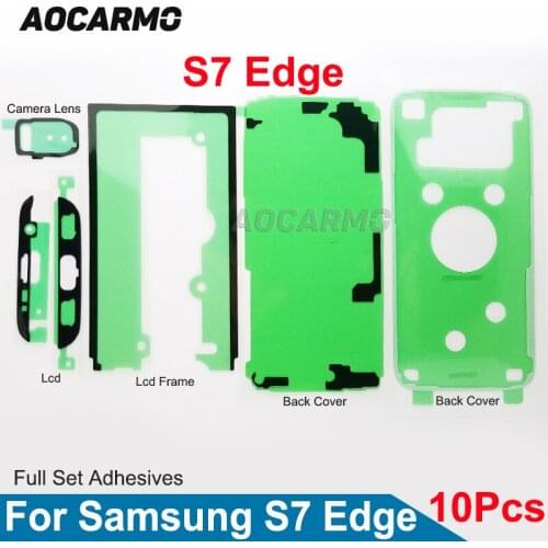 10Sets/Lot For Samsung Galaxy S7 Edge GM-G935 LCD Display Screen+Back Battery Cover+Camera Lens Adhesive Full Set Sticker Tape