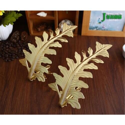 2pcs/set New Big Leaf Style Curtain Tie Back Hold Backs Holder Brass Tassel Hooks Gold Bronze