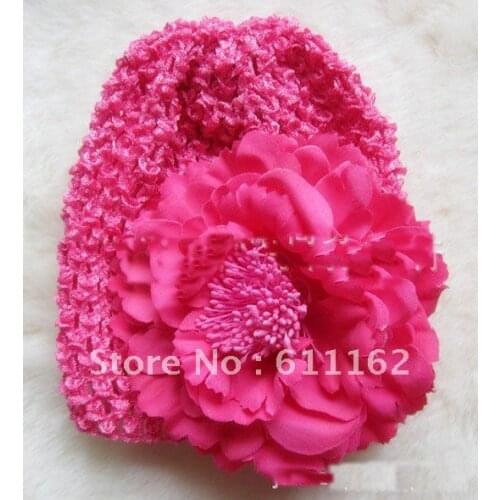 2013 top quality 50pcs Korean silk hair cap bonnet flower peony + hat 10 color spot