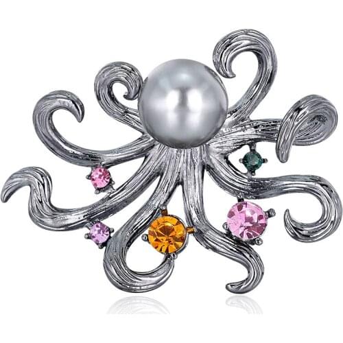 3pc New retro octopus DIY Brooch Vintage Enamel Lapel Pins Badge for women New Year Simple Clothing Accessories