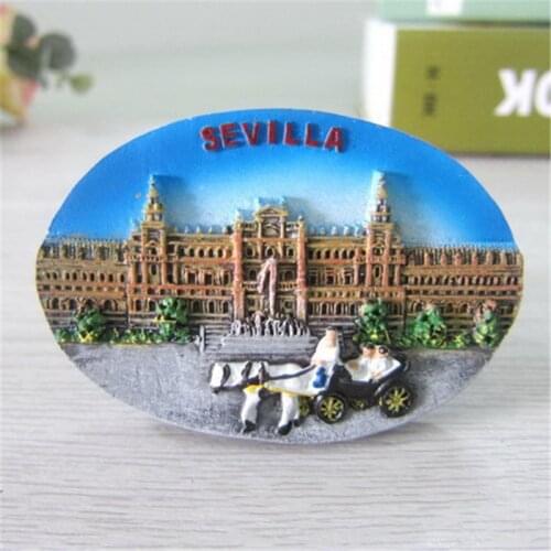Spain Sevilla 3D Resin Fridge Magnet Famous Building Spanish Souvenir Crafts Gift