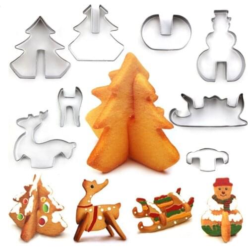 8pcs/1set Stainless Steel Christmas 3D Cookie Cutters Cake Cookie Mold Fondant PastryDecorating DIY Baking Tools кухонная посудa