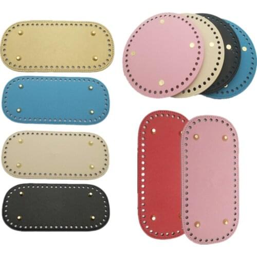 2 Styles DIY Shoulder Bags Handbag Accessories PU Leather Round And Long Shape Knitting Tray Crochet Bag Bottom