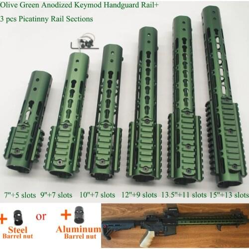 Aplus 7/9/10/12/13.5/15'' inch Keymod Handguard Free Float Picatinny Rail Mount Section System_Olive Green Anodized