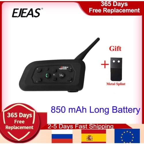 2020 Version V6 1200M 6 Riders BT Multi Interphone Bluetooth Intercom Motorcycle Wireless Headsets Headphones Helmet Headset