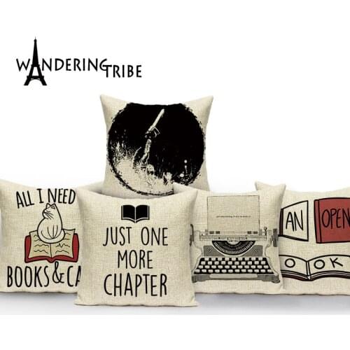 Calligraphy and Painting Cushion Cover Bohemia Style Pillow Cover Decorative Pillows Case Black Chair Covers for Home Almofadas