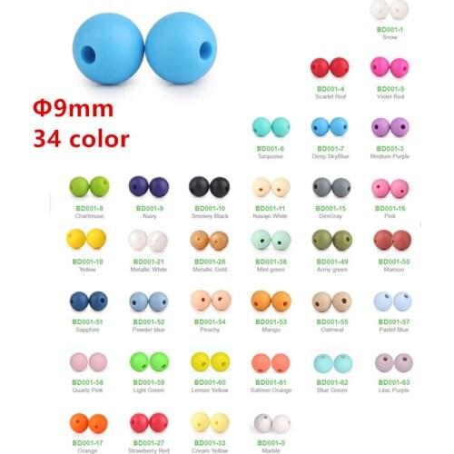 Chenkai 1000pcs 9mm Round BPA Free Silicone Baby Pacifier Teether Beads DIY Chewing Jewelry Teethers Necklace sensory Toy