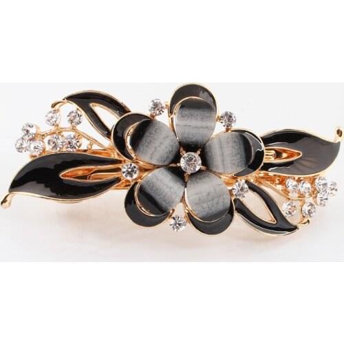 Flower Crystal epoxy Hair clips Hairpin for woman jewelry Christmas gift Golden plated alloy barrettes