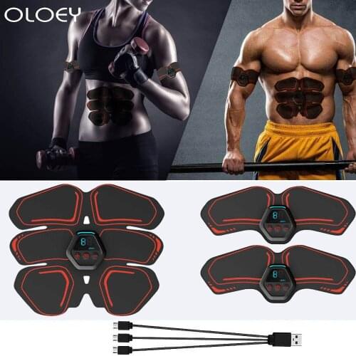 EMS Abdominal Muscle Trainer Fitness Equipment Exercise Stimulator Device Machine Body Slimming Burning USB Charging Home Gym