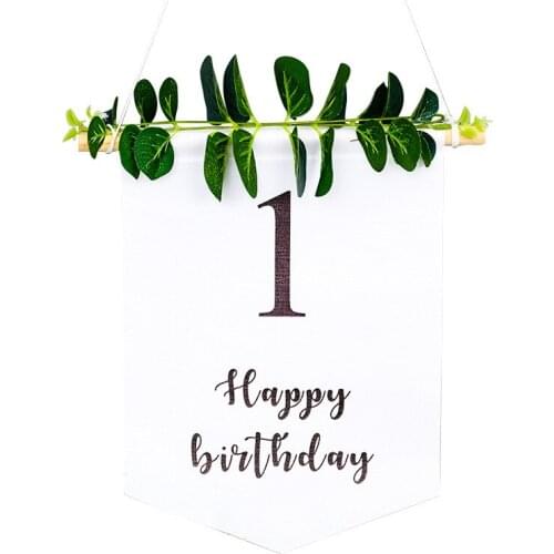 Ins Kids Birthday Favors Number 1 2 3 4 5 6 7 8 9 Hanging Flag Leaves Banner Baby Shower Photoprops Korean Style Garland
