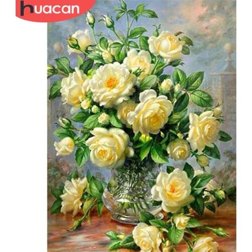 HUACAN 5D DIY Diamond Painting Mosaic Peony New Arrival Diamond Embroidery Flower Cross Stitch Craft Kit Wall Art