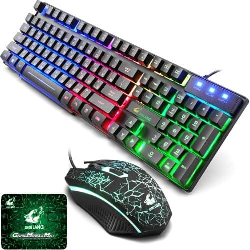 ZYL T5 Gaming Keyboard and Mouse Imitation Mechanical Keyboard with backlight Russia Gamer Keyboard 1800dpi Silent Mouse for PC