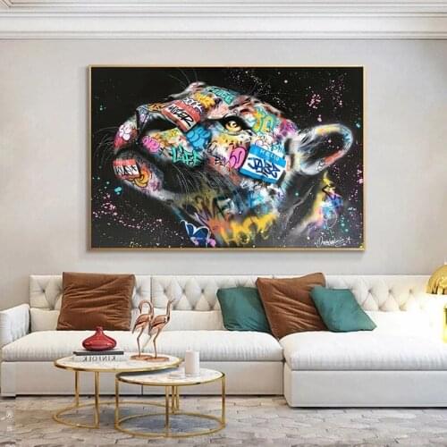 Graffiti Art Cheetah Leopard Canvas Paintings Street Animal Posters and Prints Art Wall Picture For Living Room Home Wall Decor