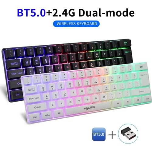 Mechanical Feeling Keyboard with Bluetooth-compatible Wireless Gaming Keyboard Mini 61 Keys 5.0&2.4g Wireless Dual Modes