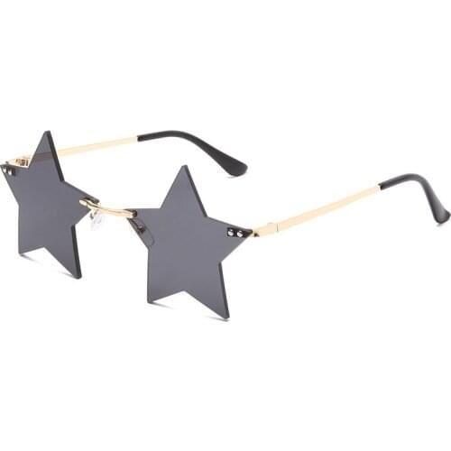 MDOD Vintage Rimless Sunglasses Female Mens Prom Party Sunglasses Unique Personality Heart-shaped Five-pointed Star Sunglasses