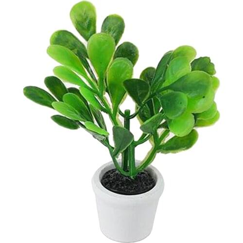 Green Plant Plastic Pot Dolls House Miniature. Plants for Indoor Outdoor Decor
