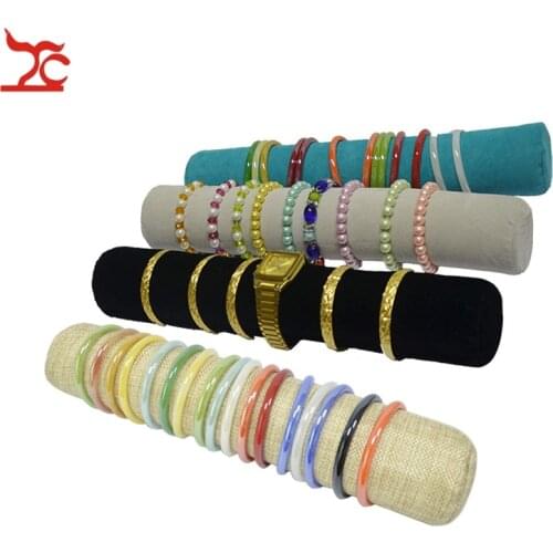 Soft Jewelry Display Storage Case Velvet Bracelet Organizer Watch Holder Bangle Chain Exhibition Travel Roll Bar32*6(D)cm