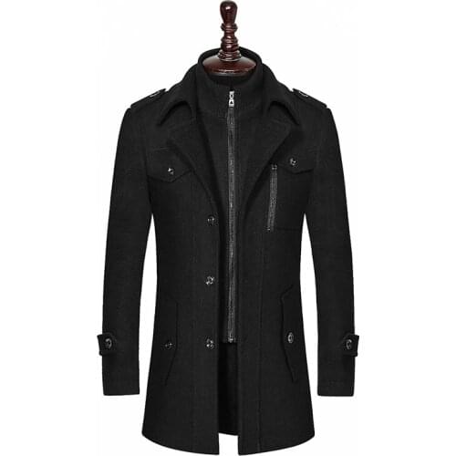 2019 New Winter Wool Coat Slim Fit Jackets Fashion Outerwear Warm Man Casual Jacket Overcoat Pea Coat Plus Size M-XXXL