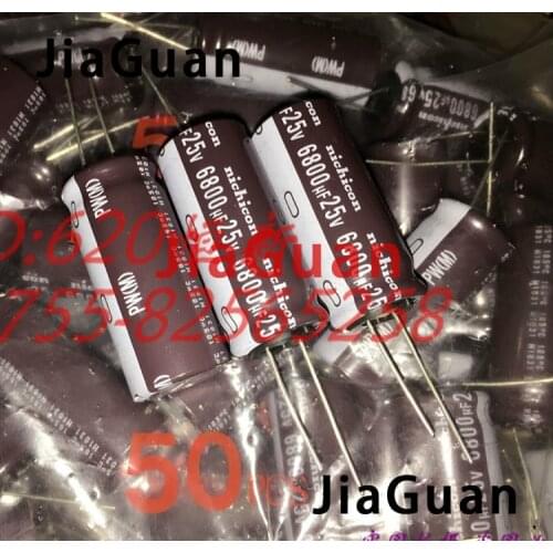4PCS NEW NICHICON PW 25V6800UF 18X40MM electrolytic capacitor 25V 6800UF High frequency long life pw 6800uF/25V