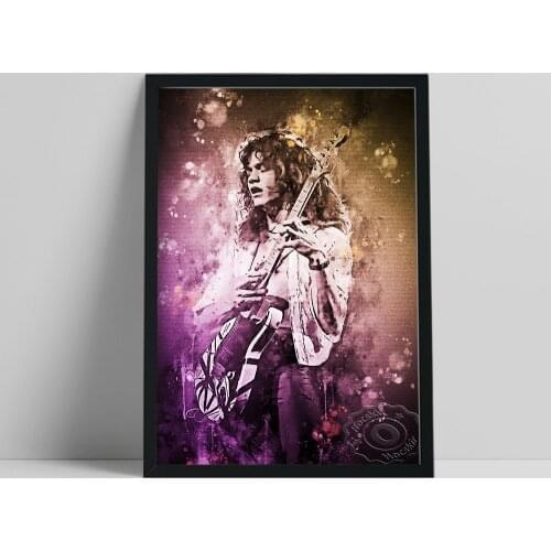 Eddie Van Halen Guitarist Print Poster, America Van Halen Rock Band Fans Collect Art Prints, Vintage Figure Portrait Art Decor