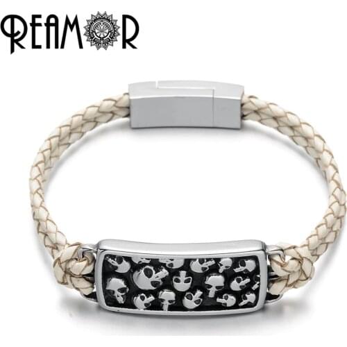 REAMOR Men's Leather Bracelets