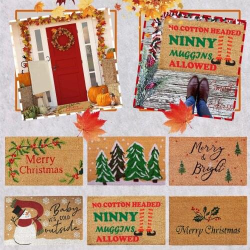 Christmas Doormat Entrance Hallway Rectangle Printed Non-Slip Floor Rugs Front Door Carpet Bedroom Kitchen Decoration Mat