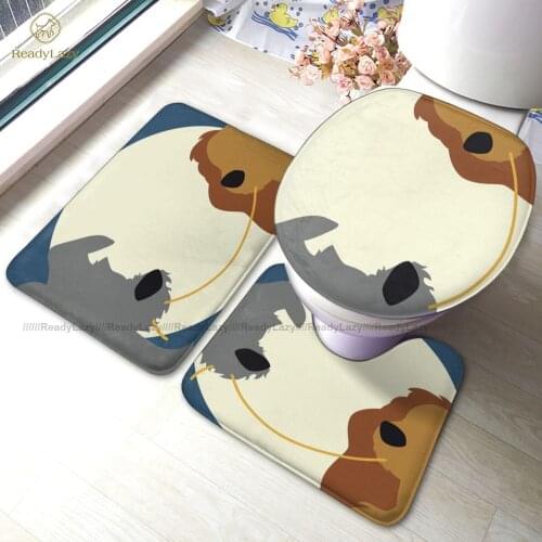 Cocker Bath Mat 3 Piece Anti Slip Shower Bathroom Mat Set Vintage Polyester Bathroom Rug