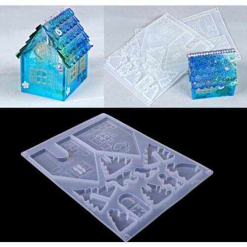 DIY Silicone Christmas House Castle Mold Epoxy Resin Jewelry Making Tool Set New