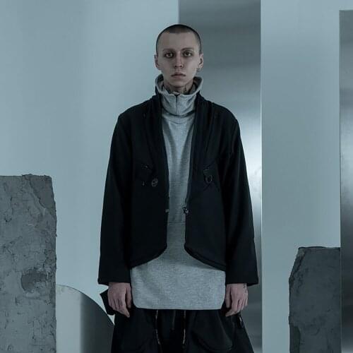 PUPIL TRAVEL Techwear Mens Black Robe Samurai Kimono Jacket Hip Hop Punk Fashion Ninjawear Japanese Streetwear