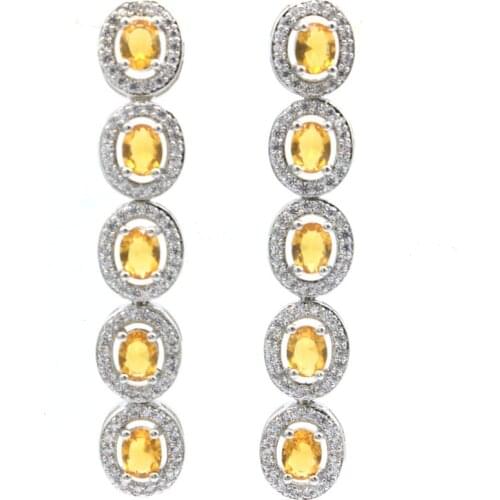 46x21mm Super Big European Design Created Green Amethyst Bright Zircon Womans Daily Wear Silver Earrings