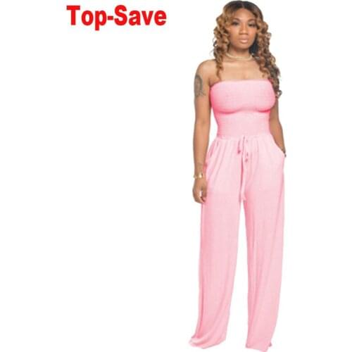 Off-The-Shoulder Jumpsuit Women Fashion Solid Streetwear Elegant Wide-Leg Pants Jumpsuit Vintage Bodycon Overalls Strapless Body