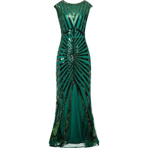 S M L XL XXL XXXL Womens Fashion 1920s Flapper Long Dress Vintage Great Gatsby Charleston Sequin Beaded 20s Party Dress