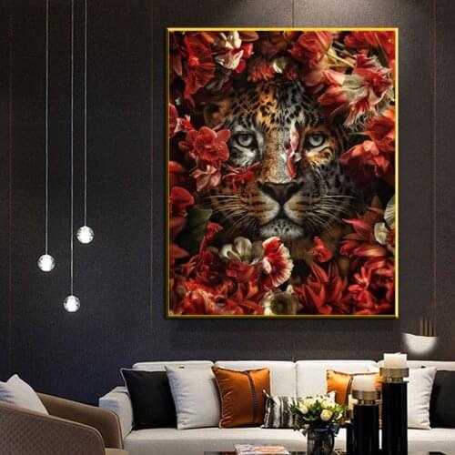 Animal Art Posters Prints Jungle Tiger Leopard Paintings on Canvas Home Wall Pictures for Living Room Home Wall Cuadros Decor