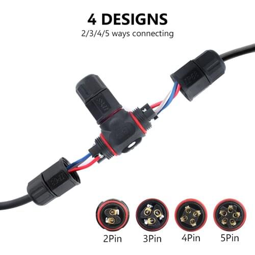 1/2/5/10pcs Wire Screw Pin LED Light Electrical IP68 2 3 4 5 Pin Adapter Set Pin Terminal Waterproof Cable Connector Outdoor