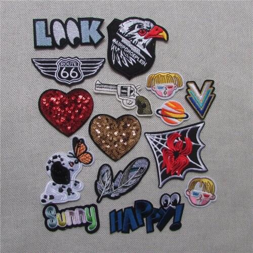 1Set Mixed Sewing Clothes Gun Patch Iron On Embroidery Patches Hotfix Applique Motifs Sew On Garment Stickers cute cartoon New