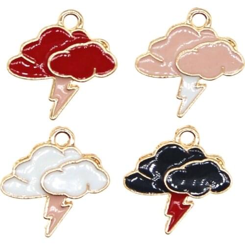10pcs/lot 16*17mm Cute Enamel Lightning cloud dark clouds the weather Charms for DIY Earrings Jewelry Handmade Findings XL993