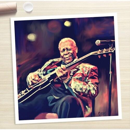100%Handmade Oil Painting Hand BB KING Blues guitar poster painting CANVAS GICLEE shipping free