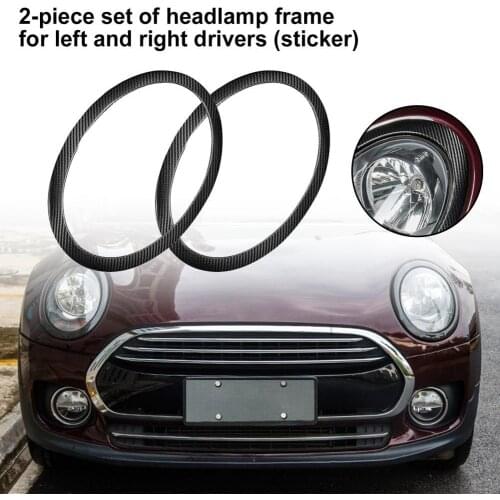 2Pcs Car Sticker Exterior Accessory Oval Carbon Fiber Front Headlight Cover Trim for MINI F54 2015-2021 Accessories