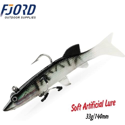 Lead Head Hook Fish 2pcs 33g 140mm Classic Flexible Soft Lures Swimbaits Artificial Bait Silicone Fishing Tackle Fishing Lures