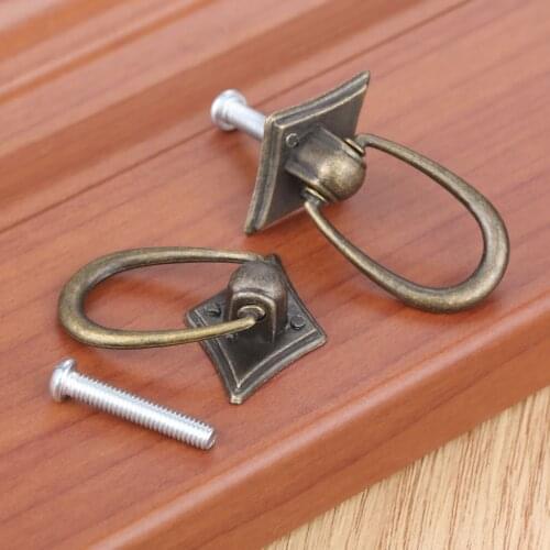 2Pcs Vintage Ring Handle And Knob Furniture Door Pull Handle European Zinc Alloy Cabinet Dresser Drawer Knobs 30*40mm