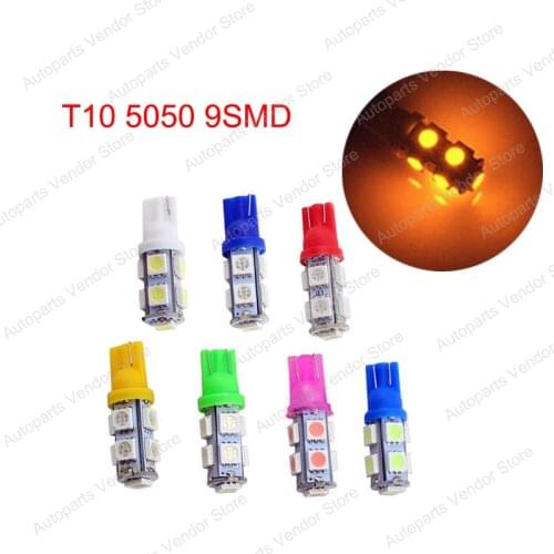 20Pcs Yellow T10 W5W 5050 9SMD Car Wedge LED Bulbs Replacement Clearance Lamps Door Reading Tail Box License Plate Lights 12V
