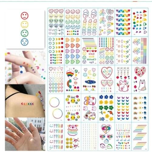 30Pcs Set Fake Tattoo Sticker Art Temporary Tattoos on The Body Waterproof XuanYa Colorful Heart Temporal Tattoos