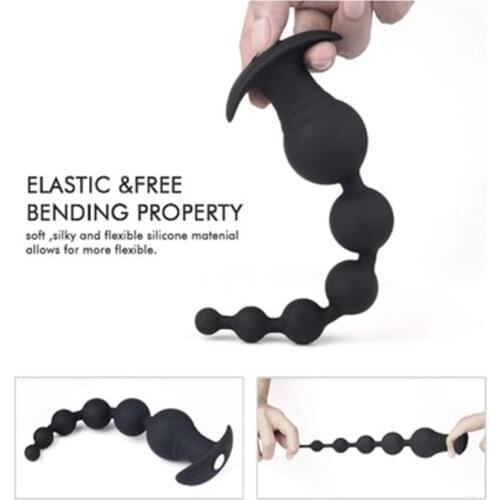 Unisex 7 Speed Vibrating Anal Beads Butt Plug Vibration Silicone Prostate Massager Anal Toy for Men Anal Vibrator for Women