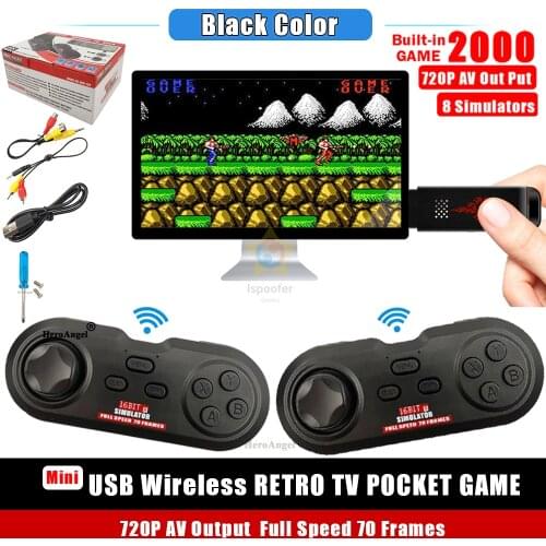 16Bit The Retro Stick USB Wireless Handheld for TV Video Game Durable Video Game 2 Controllers Build in 2000 Games