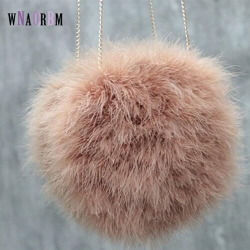 Brand Luxury Pearls Real Turkey Feathers Leather Winter Handbags Ladies Satchels Women Messenger Shoulder Bag