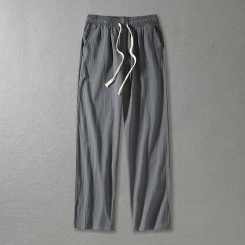 Summer Autumn Plus size pants men 5XL 6XL 7XL 8XL Waist 140cm Cotton linen large size trousers men 5 colors