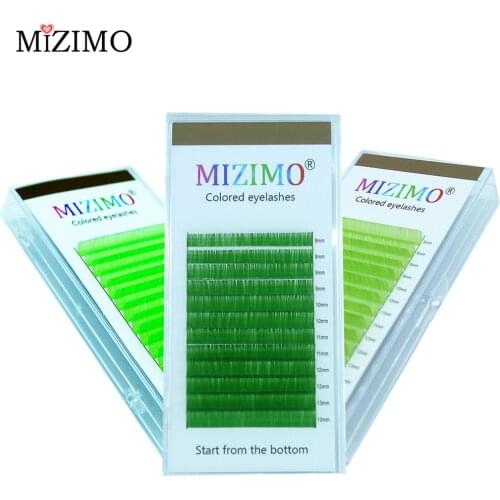 Color grafting false eyelashes green artificial mink false eyelashes 8-13mm mixed length grafting eyelash extension tool