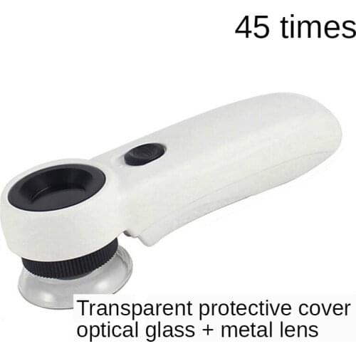 45 times double led auxiliary lamp antique diamond appraisal magnifying glass hand held high power jewelry mirror lens cover