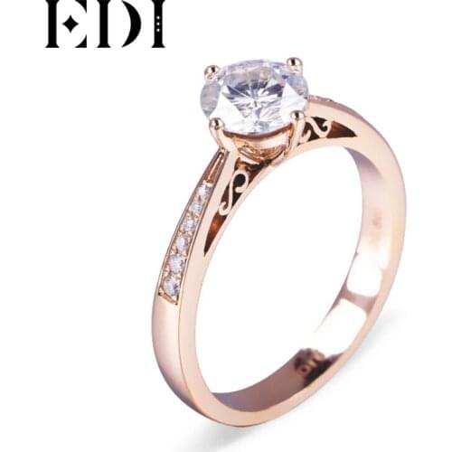EDI Classic Engagement Ring Gold 0.8ct DEF Moissanites Lab Grown Diamond Ring 14K Rose Gold Brilliant VVS Vintage Jewelry Ring