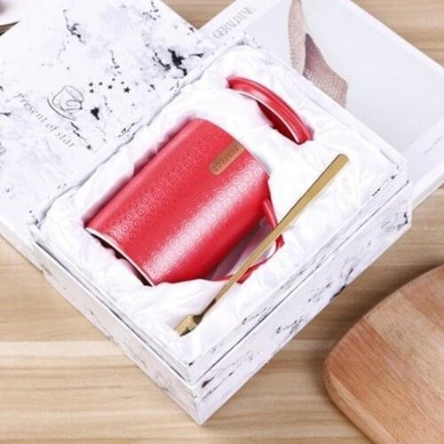 European embossed line mugs simple letter coffee cups business gifts ceramic cups gift box packaging